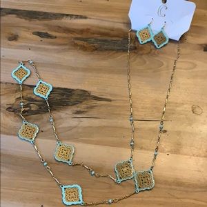 Hypoallergenic earrings and long necklace combo